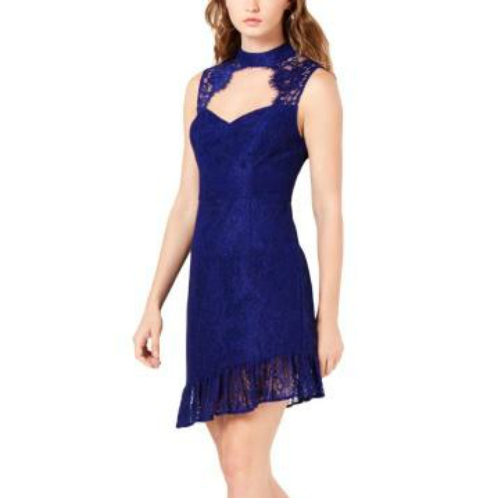 Guess Womens Lace Overlay Mini Cocktail Dress